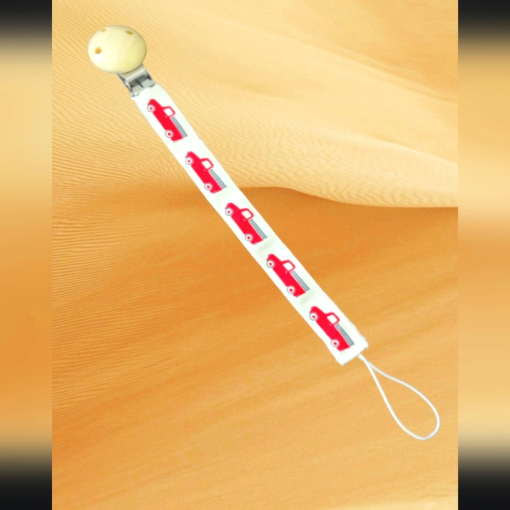 New Pacifier Clip. Red Truck. Pacifier Holder.Pacifier Chain.
